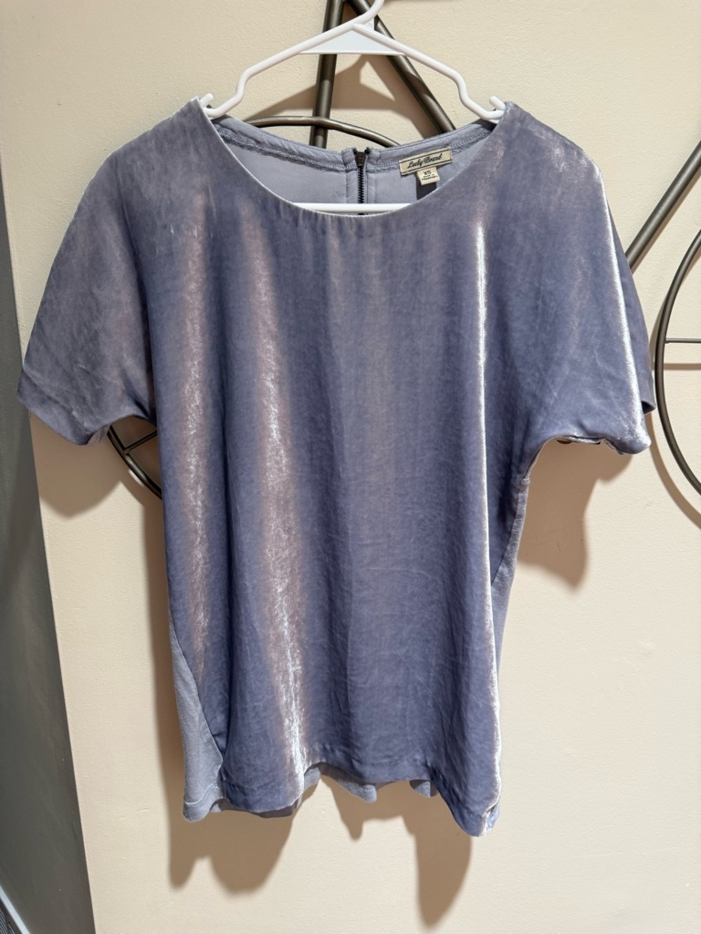Lucky Brand Light Blue Velvet Short Sleeve Top Size XS